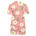 thumbnail image 3 of Jamicy Pyjama Super Doux pour Femmes Mode Décontractée Imprimé Haut à Manches Courtes à Col à Revers avec Short Ample Confortable Ensemble de Pyjama pour la Maison, 3 of 4
