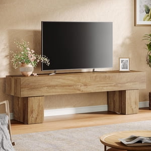Tribesigns Farmhouse TV Stand, 63-Inch Entertainment Center for Living Room, Wooden Low TV Console Television Stands for 55/60/65 Inch TV