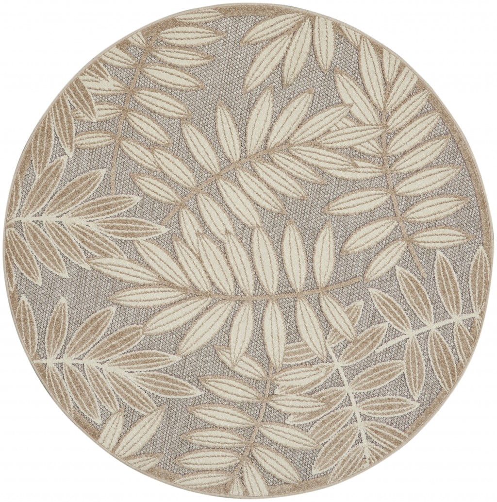 homeroots 384957 Extérieur Tapis Rond de 5 Pieds à Feuilles Naturelles pour Intérieur et Extérieur