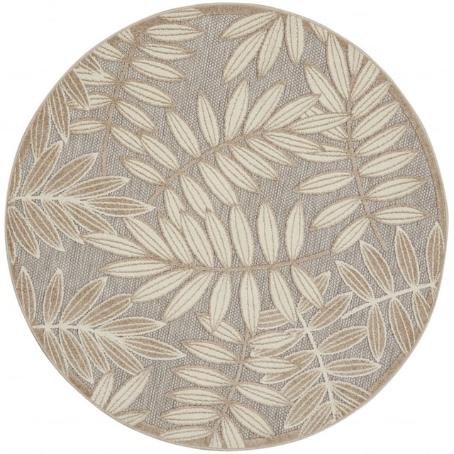homeroots 384957 Extérieur Tapis Rond de 5 Pieds à Feuilles Naturelles pour Intérieur et Extérieur