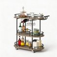 thumbnail image 1 of Garvee Bar Serving Cart with 3 Tier Storage Shelves, Wine Rack, Glass Holder, Black and Gray, 1 of 8