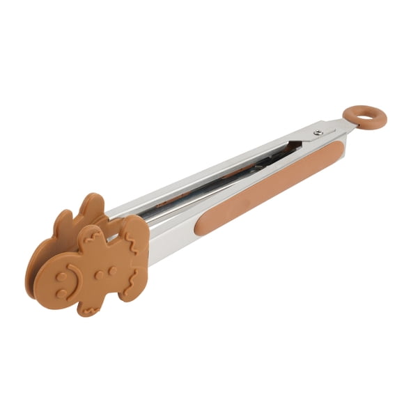 Holiday Time 10-Inch Tongs, Gingerbread Cookie Shaped, Brown