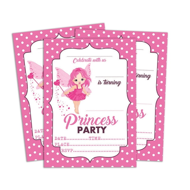 Darling Souvenir Pink Birthday Invitation Card Printable Fill or Write In Blank Invites Party Supplies Pack Of 28 5 x 7 Inches