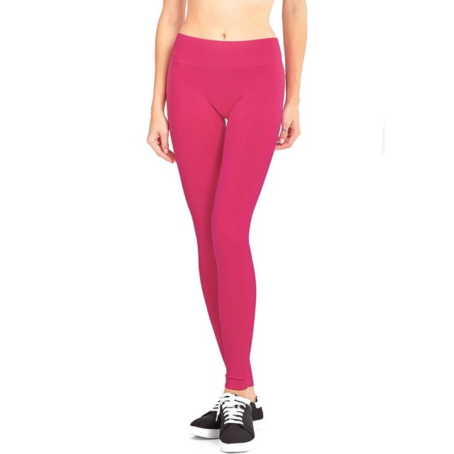 LAVRA Women's Regular Sized Full Length Leggings-Fucshia