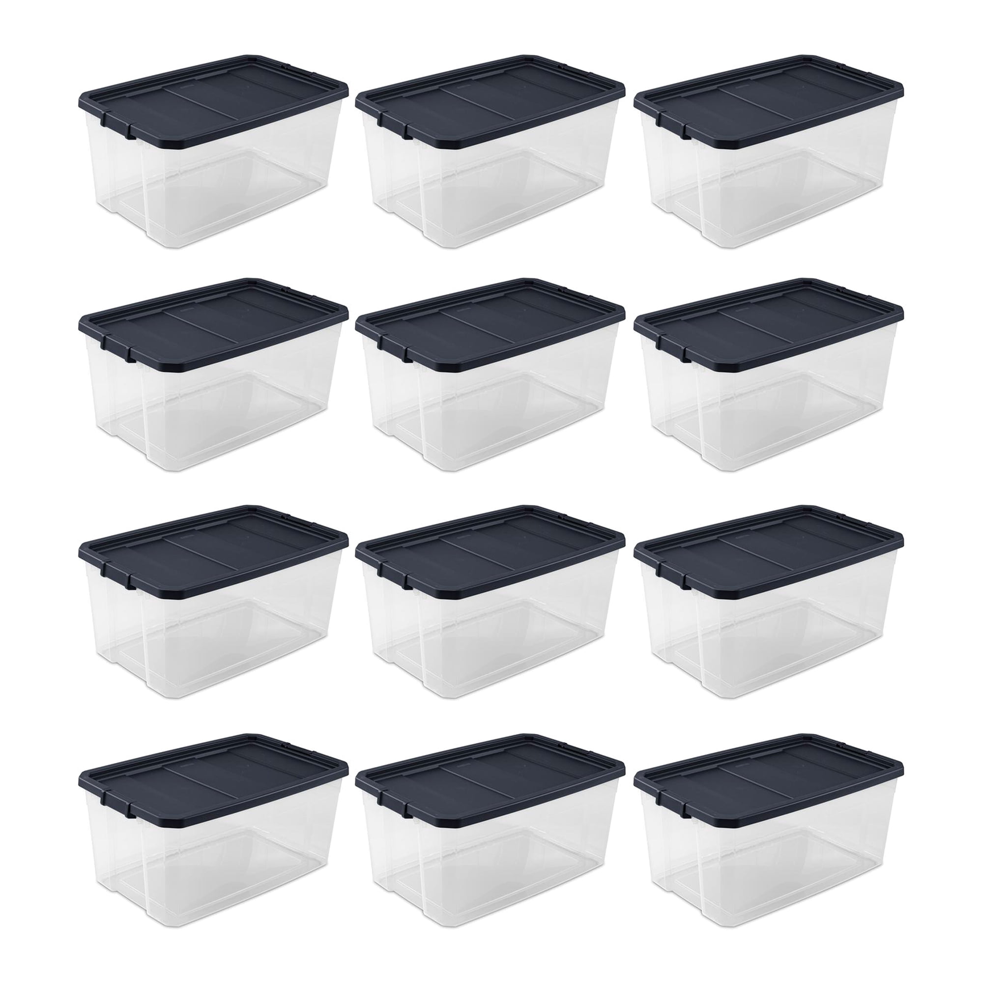 Sterilite 116 Qt Heavy Duty Box Stackable Storage Bin with Lid, (12 Pack)