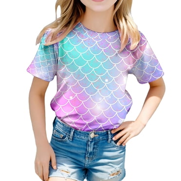 PMVFHDE T-Shirts d'Été pour Fille 2025 T-Shirts d'Été pour Fille 2025 T-Shirt Fille T-Shirts Filles T-Shirts pour Fille T-Shirt Graphique pour Enfants Imprimé et Haut Confortable pour Garçons et Marine, 5-6 Ans