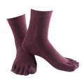thumbnail image 2 of relayinert Soft Five Toe Socks Stretchable Cotton High Crew Socks Athletic Solid Socks Purple 1Set, 2 of 6