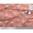 thumbnail image 2 of Soimoi Orange Poly Georgette Fabric Grass & Flamingo Bird Print Fabric by Yard 42 Inch Wide, 2 of 3