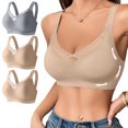 thumbnail image 1 of Kyusrd Plus Size Cut-Off Seamless Bra For Women'S 3Pcs Supportive Full Coverage Wireless Bralette Bra Adjustable Shoulder Straps Bra Soild Color Everyday Athletic Sport Bra, 1 of 9
