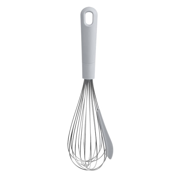 Mainstays 12 Inch (30 cm) Stainless Steel Whisk with Scraper, Grey