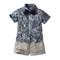 thumbnail image 1 of Birdeem Ensemble d'Été pour Enfants Garçons Chemise à Manches Courtes à Col à Revers et Short avec Cravate, 1 of 9