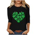 thumbnail image 2 of T-Shirt Ample à Manches Trois-Quarts et Col Rond Imprimé pour la Saint-Patrick pour Femmes, 2 of 6