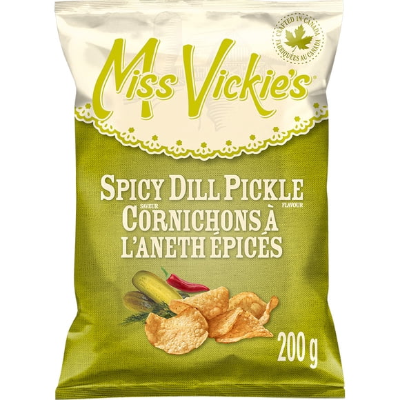 Discontinued Croustilles cuites à la marmite Miss Vickie’s Saveur Cornichons à l’aneth épicés