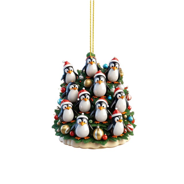 Binwennn Easter Decorations Christmas Tree Penguin Acrylic 2D Pendant Christmas Pendant Christmas Tree Shape Penguin Pendant Christmas Acrylic Pendant New Year Pendant