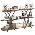 thumbnail image 1 of HOMCOM Table Console de 71 Pouces, Table d'Entrée Industrielle à 3 Niveaux, Brun Rustique, 1 of 10