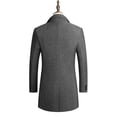 thumbnail image 2 of UKAP Men Pea Coat Solid Color Trench Coats Lapel Jacket Mid Length Work Outwear Gray (thickened) 2XL, 2 of 4