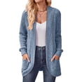 thumbnail image 1 of MAWCLOS Ladies Cardigan Sweater Long Sleeve Knitted Sweaters Solid Color Cardigans Cozy Work Open Front Sky Blue S, 1 of 3