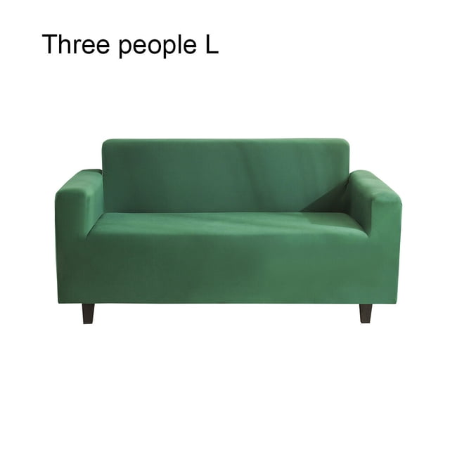 kurtrusly Solid Color Sofa Cover Elastic Couch Dust-proof Anti-slide Slipcover 1/2/3/4 Seater Covers Protector Full Coverage Green L