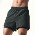 thumbnail image 1 of Men's 2 in 1 Running Shorts with Pockets Compression Liner Gym Training Fitness Workout Short Pants, 1 of 8