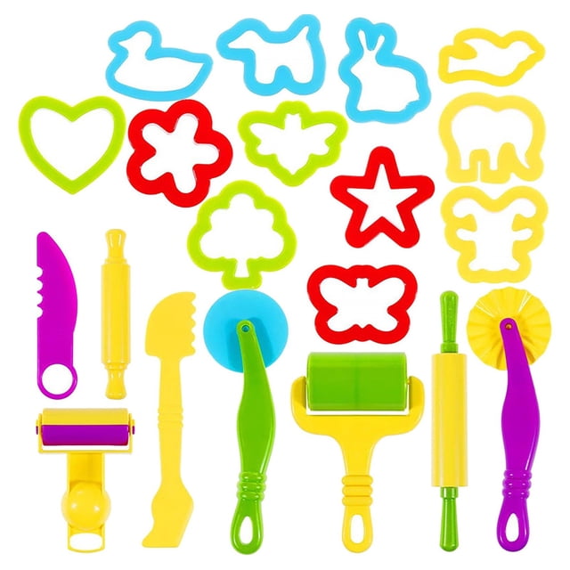 20 PCS DIY Mould Set Plastic Mini Clay Tools Animal Shapes Roller for Kids Preschool Classroom Creativity