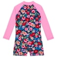 thumbnail image 4 of Little Girls Rash Guard Swimsuit Ruffle Long Sleeve Sun Protection Summer Swimsuit 5-6 Years, 4 of 8