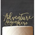 thumbnail image 3 of Adventure Begins Here Custom Rustic Wedding Cake Topper Personalized Cake Topper Cake Decoration 8-9 Inches., 3 of 3