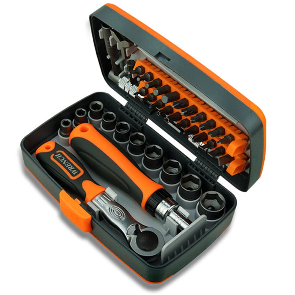 Amdohai 38 in 1 Household Labor Saving Ratchet Screwdriver Bit Set Multipurpose Tool Kit Hardware Tools Combination Wrenches Toolbox Hand Tool Sets
