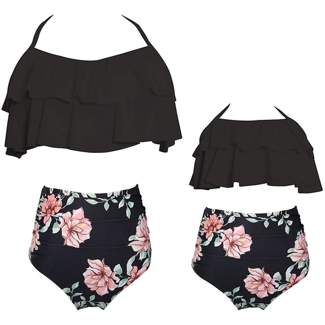 Girls Swimsuit High Waisted Two Pieces Bikini Set Swimwear Bathing Suits