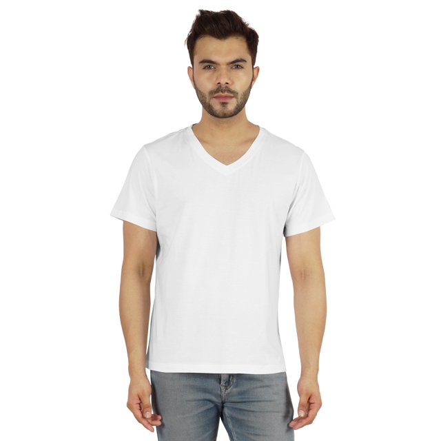 Inkmeso T-Shirt de Base à Col en V pour Homme, Manches Courtes, Uni, Coupe Régulière, en Coton
