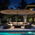 thumbnail image 4 of Costway 15.5 FT Extra-Large Patio Umbrella with LED Solar Lights & 12 Heavy-Duty Ribs Brown, 4 of 10