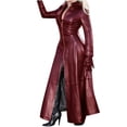 thumbnail image 2 of PVCS Women's Autumn And Winter Solid Long Leather Coat Imitation Leather Windbreaker Coat, 2 of 6