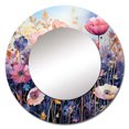 thumbnail image 2 of Designart « Purple Dreamy Flowers VII » Botanique Abstrait Violet Grand Miroir Rond - Miroir Rond Déco Murale - Miroir Rond Imprimé Style Cottage 36 Pouces x 36 Pouces Inch, 2 of 5
