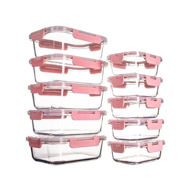 TechGen Premium Borosilicate Glass Food Storage Containers with Snap Locking Lids, 10 pack