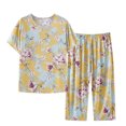 thumbnail image 1 of Penkiiy Ensemble de Pyjama Capri pour Femme Haut de Nuit avec Pantalon Capri Ensemble de Sommeil 2 Pcs 4TG Multicolore, 1 of 1