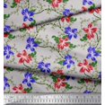 thumbnail image 2 of Soimoi Tissu de Canard de Coton Feuilles & Azalée Imprimé Floral 1 Yard 56 Inch Wide, 2 of 3