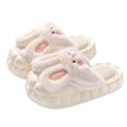 thumbnail image 1 of Womens Furry Slippers Plush Lining Cute Rabbit Removable Memory Foam Thick Bottom Soft Sole Comfortable Non-Slip Warm Winter Home Slippers White-07, 1 of 7