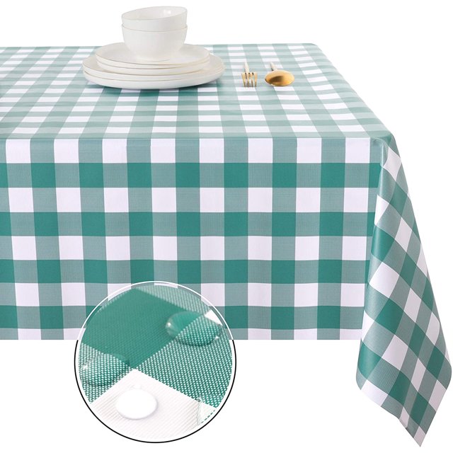 ORUYROP 100% Waterproof PVC Table Cloth, Oil-Proof Spill-Proof Vinyl Rectangle Tablecloth, Wipeable Table Cover for Outdoor and Indoor Use