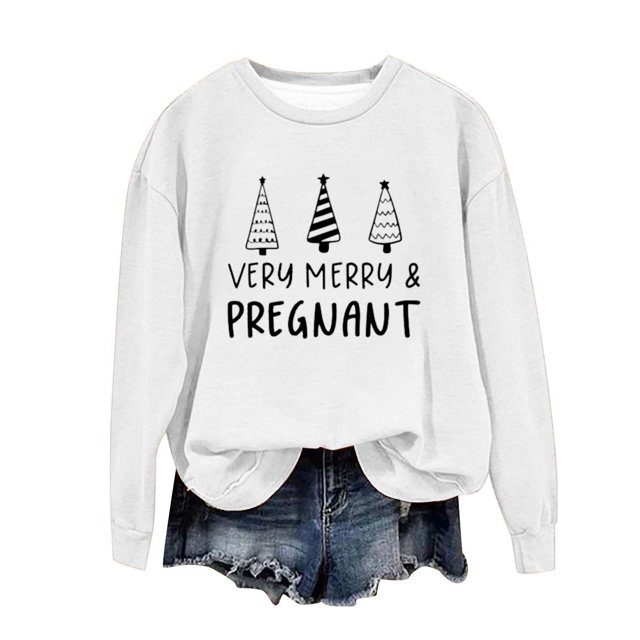 Birdeem Chandail de Noël pour Femme à Col Rond Imprimé, Coupe Ample, Manches Longues, Chandails Sans Capuche