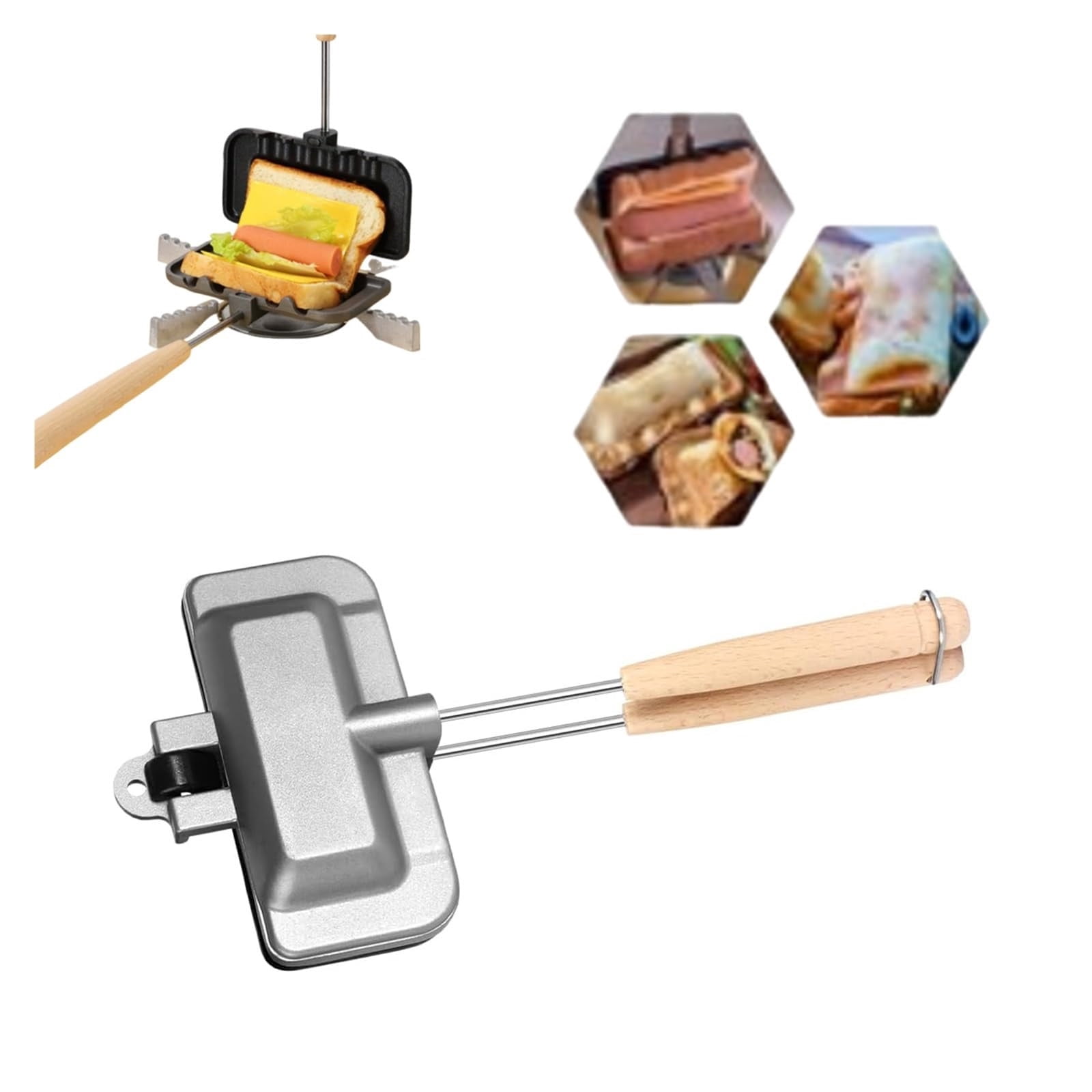 Sandwich Grill Pan, Non Stick Waffle Maker, Double Sided Frying Pan, Breakfast Sandwich Maker, Egg Omelet Pan, Household Grill, Panini Press Pan