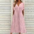thumbnail image 2 of Admvng Robes pour Femmes Mode Été Décontractée Col en V Manches Courtes Bouton Longue Robe P-3TG, 2 of 6