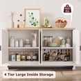 thumbnail image 4 of Modern Rattan Storage Cabinet with 4 Doors,Entryway Console Table with Adjustable Shelves,Freestanding Sideboard Credenza for Living Room,Dining Room, Hallway,Versatile Organizer,Contrast Color Design, 4 of 8