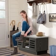 thumbnail image 3 of Costway Banc de Rangement pour Chaussures avec Coussin Organisateur de Rangement pour Chaussures Étagère à Chaussures Entrée Gris, 3 of 10