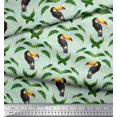 thumbnail image 3 of Soimoi Green polyester Crepe Fabric Toucan & Leaf Bird Print Fabric by the Yard 52 Inch Wide, 3 of 3