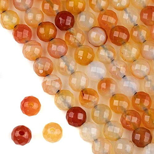 Cherry Blossom Beads Carnelian Beads 10mm Round Faceted with a 2.5mm Drilled Large Hole - 20 Beads / 8-Inch Strand