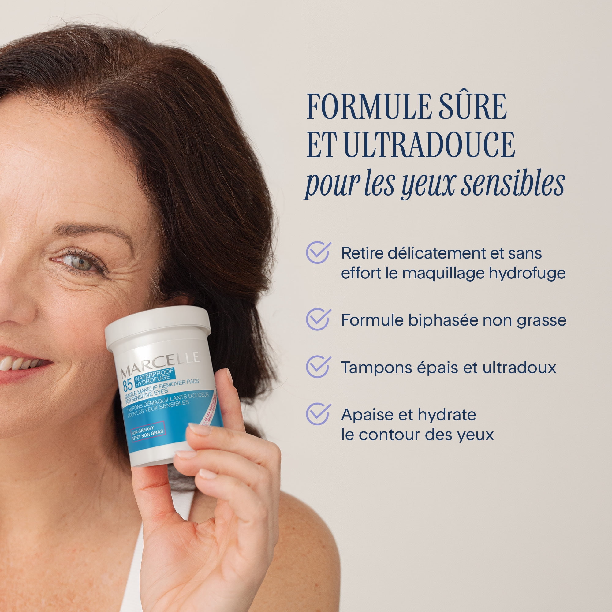 Marcelle Gentle Makeup Remover Pads for Sensitive Eyes, 85 pads