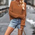 thumbnail image 2 of Timegard Women's Sweaters Cropped 2024 Fall Winter Sweater Long Sleeve Pullover Side Slit Knit Tops, 2 of 4