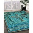thumbnail image 3 of Ahgly Company Machine Washable Indoor Square Transitional Turquoise Green Area Rugs, 5' Square, 3 of 7