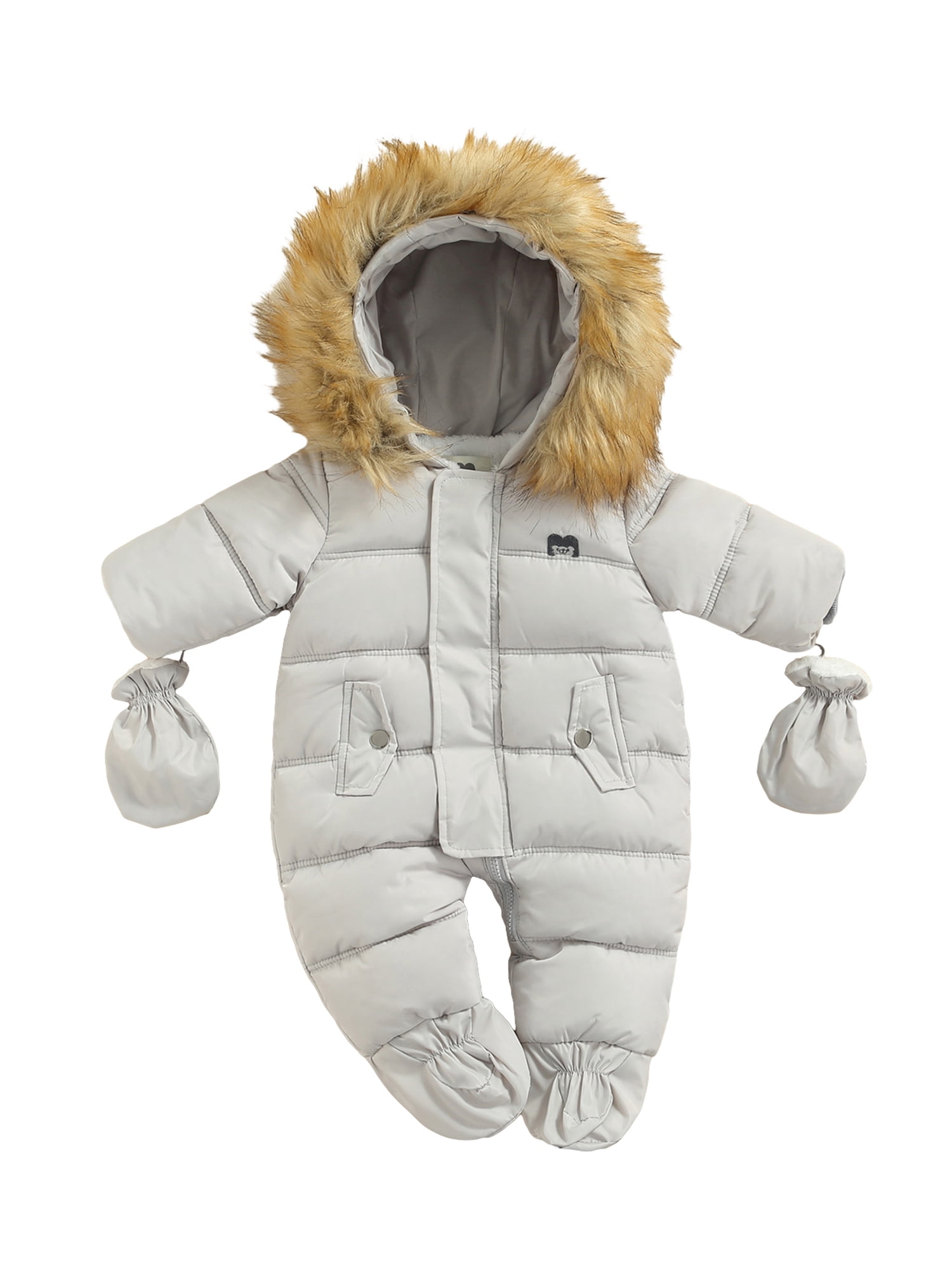 Kmbangi Combinaison de Neige d'Hiver pour Bébé, Manteau Grenouillère pour Nourrisson, Manteau Chaud d'Extérieur, Veste Matelassée à Capuche, Combinaison à Pieds 6-24 m