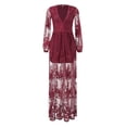 thumbnail image 3 of Robe Longue Élégante en Dentelle à Col en V à Manches Longues, Robe de Soirée Formelle pour Femmes, 3 of 7