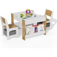 thumbnail image 1 of Kids Table and Chair Set - 4 in 1 Wooden Activity Table & 2 Chairs, Storage Drawer, Detachable Tabletop, for Drawing, Reading, Crafts, 1 of 1
